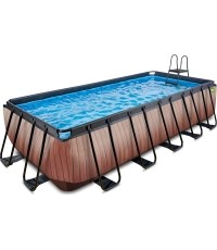 Basen EXIT Wood 540 x 250 x 122 cm z drabinką i pompą z filtrem piaskowym