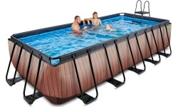 Basen EXIT Wood 540 x 250 x 122 cm z drabinką i pompą z filtrem piaskowym