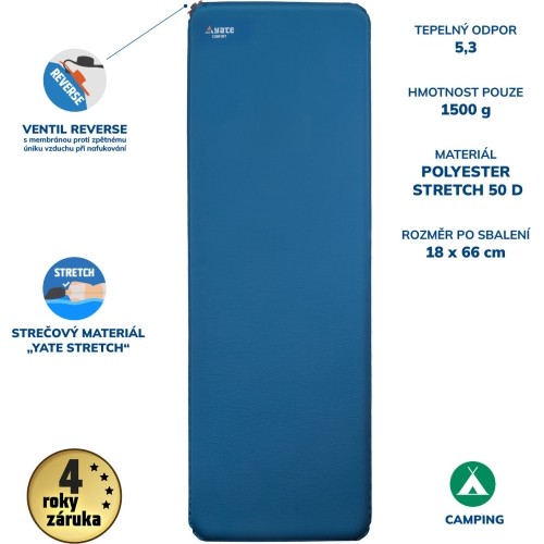 Mata samopompująca Yate Comfort, 50 mm – niebiesko-szara