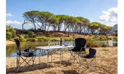 Turystyczne krzesło składane kempingowe z oparciem BasicNature Travelchair Standard, Czarne