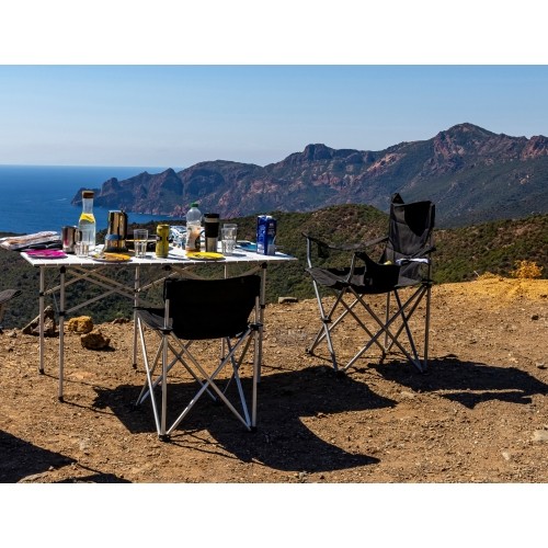 Turystyczne krzesło składane kempingowe z oparciem BasicNature Travelchair Standard, Czarne