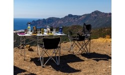 Turystyczne krzesło składane kempingowe z oparciem BasicNature Travelchair Standard, Czarne