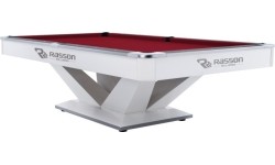 Stół bilardowy, Pool, Rasson Victory II Plus, biały, 9 ft., Simonis 760 electric blue