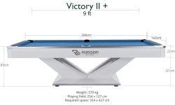 Stół bilardowy, Pool, Rasson Victory II Plus, biały, 9 ft., Simonis 760 electric blue