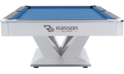 Stół bilardowy, Pool, Rasson Victory II Plus, biały, 9 ft., Simonis 760 electric blue