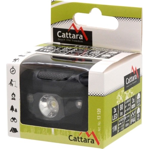 Latarka czołowa LED Cattara - czarna, 80 lm