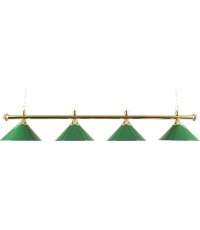 Mosiężna lampa bilardowa Buffalo z 4 kloszami, zielona, 180 cm