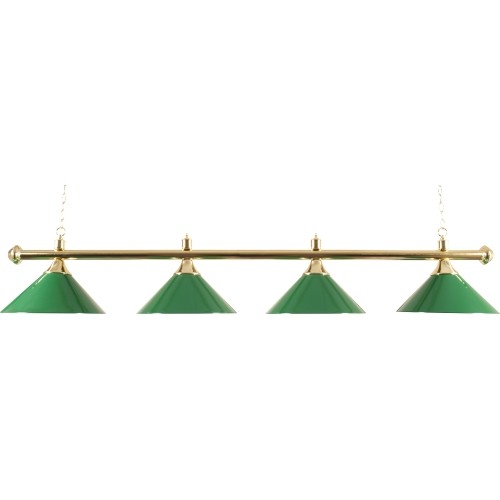 Mosiężna lampa bilardowa Buffalo z 4 kloszami, zielona, 180 cm
