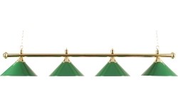 Mosiężna lampa bilardowa Buffalo z 4 kloszami, zielona, 180 cm