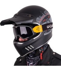 Kask motocyklowy W-TEC Black Heart Retron z goglami Dalhart - Angerwheel srebrny
