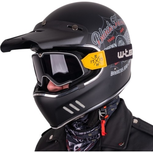 Kask motocyklowy W-TEC Black Heart Retron z goglami Dalhart - Angerwheel srebrny