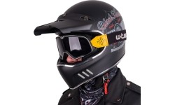 Kask motocyklowy W-TEC Black Heart Retron z goglami Dalhart - Angerwheel srebrny