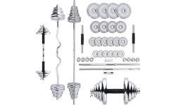 Zestaw regulowanych hantli chromowanych w walizce HMS STC55 - 55 kg
