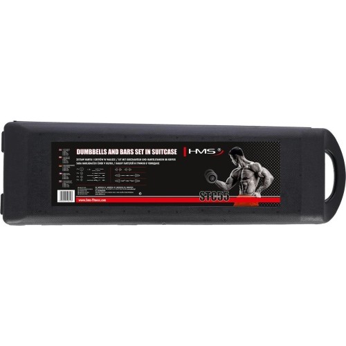Zestaw regulowanych hantli chromowanych w walizce HMS STC55 - 55 kg