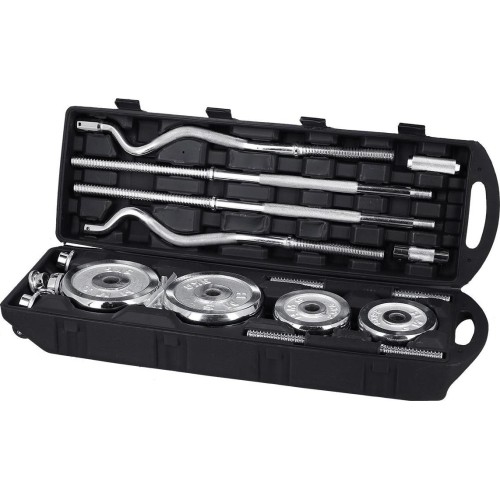 Zestaw regulowanych hantli chromowanych w walizce HMS STC55 - 55 kg