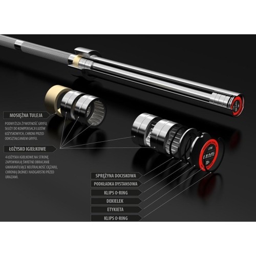 Gryf olimpijski GO700 z zaciskami Lock Jaw HMS