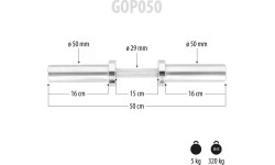 Krótki gryf olimpijski GOP050 z zaciskami sprężynowymi, 5 kg, 50 cm, HMS