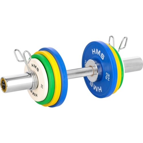 Krótki gryf olimpijski GOP050 z zaciskami sprężynowymi, 5 kg, 50 cm, HMS