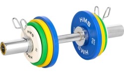 Krótki gryf olimpijski GOP050 z zaciskami sprężynowymi, 5 kg, 50 cm, HMS