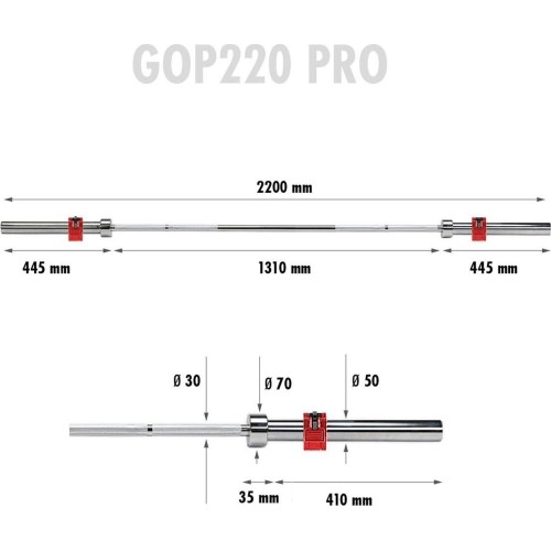Gryf olimpijski HMS GOP220, 2200 mm + zacisk ZG1000R