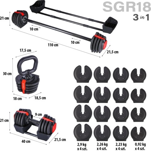 SGR18 PRO SET 3W1 REGULOWANE HANTLE 20 KG HMS