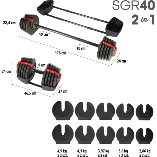 SGR40 PRO SET 2W1 REGULOWANE HANTLE 40 KG HMS