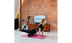 Mata treningowa do ćwiczeń Fitness HMS MFK02, Różowo-czarna