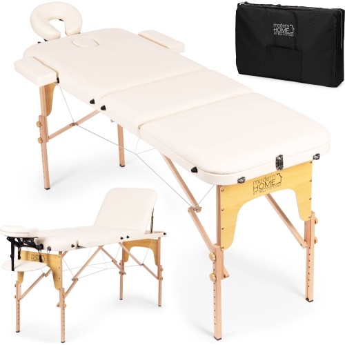 Drewniany stół do masażu i rehabilitacji, 3-segmentowy, składany do walizki + torba ModernHome