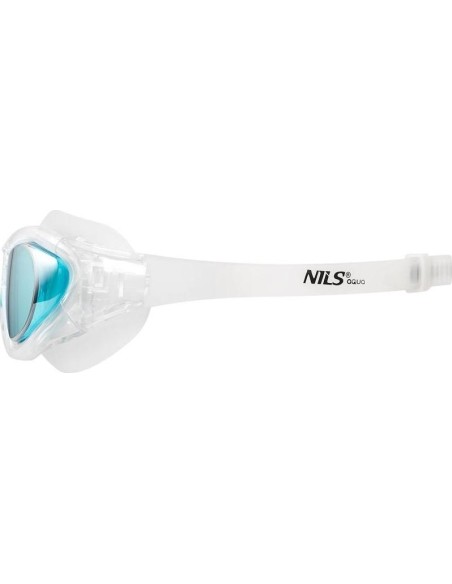 NQG280MAF BIAŁE JUNIORSKIE OKULARY PŁYWACKIE/MASKA NILS AQUA