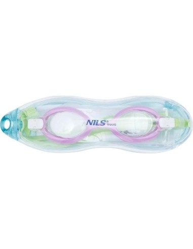 NQG700AF ZIELONO-FIOLETOWE JUNIORSKIE OKULARY PŁYWACKIE NILS AQUA