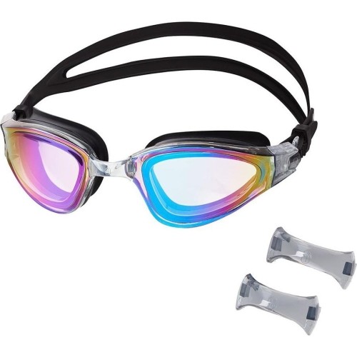 NQG180MAF CZARNE/TĘCZOWE OKULARY PŁYWACKIE NILS AQUA