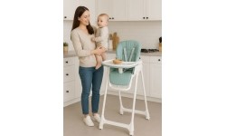 Krzesełko fotelik do karmienia regulacja wysokości ekoskóra pasy podwójna tacka