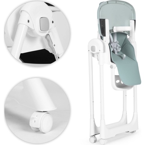 Krzesełko fotelik do karmienia regulacja wysokości ekoskóra pasy podwójna tacka