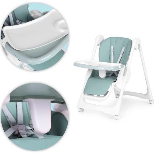 Krzesełko fotelik do karmienia regulacja wysokości ekoskóra pasy podwójna tacka