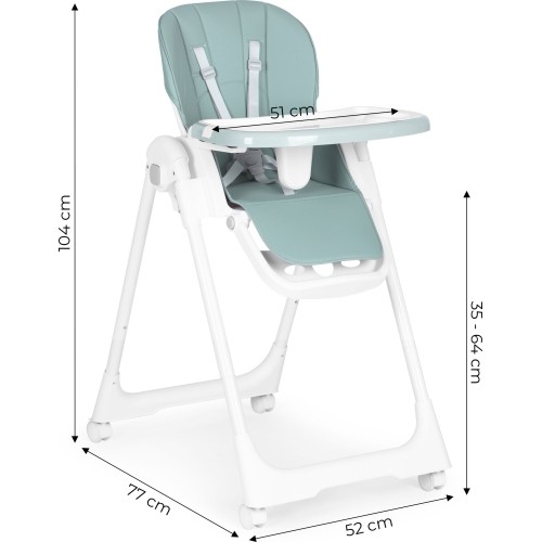 Krzesełko fotelik do karmienia regulacja wysokości ekoskóra pasy podwójna tacka