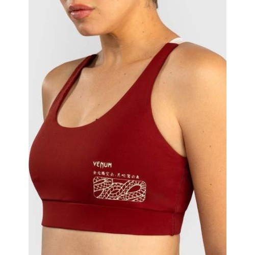 Damski biustonosz sportowy Venum Serpenti - bordowy/kość słoniowa