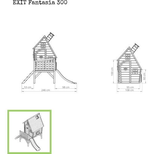 Drewniany domek do zabawy EXIT Fantasia 300 - czerwony
