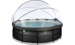 EXIT Black Leather basen ø450x122cm z pompą filtrem piaskowym i kopułą - czarny