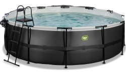 EXIT Black Leather basen ø450x122cm z pompą filtrem piaskowym i kopułą - czarny