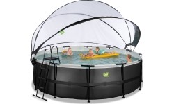 EXIT Black Leather basen ø450x122cm z pompą filtrem piaskowym i kopułą - czarny