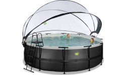 EXIT Black Leather basen ø450x122cm z pompą filtrem piaskowym i kopułą - czarny