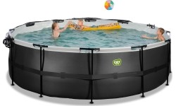 EXIT Black Leather basen ø450x122cm z pompą filtrem piaskowym i kopułą - czarny