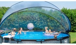 EXIT Black Leather basen ø450x122cm z pompą filtrem piaskowym i kopułą - czarny