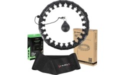 ZESTAW HULA HOOP PLUS SIZE HHW12 CZARNY Z OBCIĄŻNIKIEM HMS + WSPORNIK TALII BR163 CZERWONY