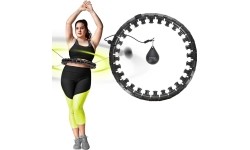 ZESTAW HULA HOOP PLUS SIZE HHW12 CZARNY Z OBCIĄŻNIKIEM HMS + WSPORNIK TALII BR163 CZERWONY