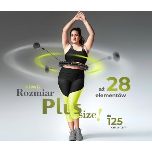 ZESTAW HULA HOOP PLUS SIZE HHW12 CZARNY Z OBCIĄŻNIKIEM HMS + WSPORNIK TALII BR163 CZERWONY