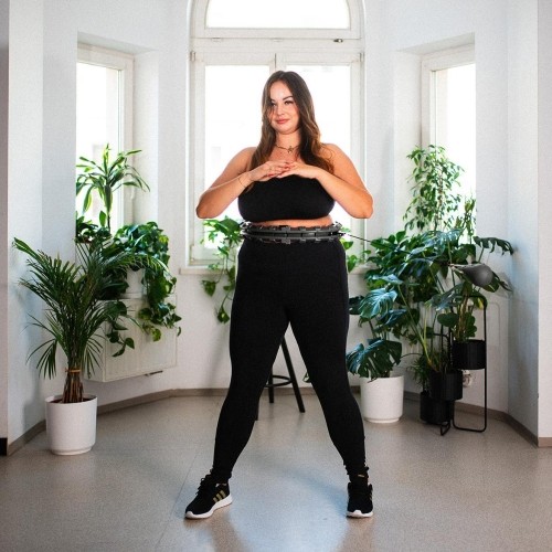 ZESTAW HULA HOOP PLUS SIZE HHW12 CZARNY Z OBCIĄŻNIKIEM HMS + WSPORNIK TALII BR163 CZERWONY