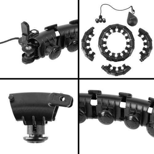 ZESTAW HULA HOOP PLUS SIZE HHW12 CZARNY Z OBCIĄŻNIKIEM HMS + WSPORNIK TALII BR163 CZERWONY