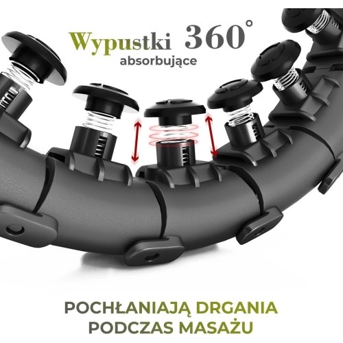 ZESTAW HULA HOOP PLUS SIZE HHW12 CZARNY Z OBCIĄŻNIKIEM HMS + WSPORNIK TALII BR163 CZERWONY