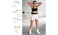 ZESTAW HULA HOOP PLUS SIZE HHW12 CZARNY Z OBCIĄŻNIKIEM HMS + WSPORNIK TALII BR163 CZERWONY